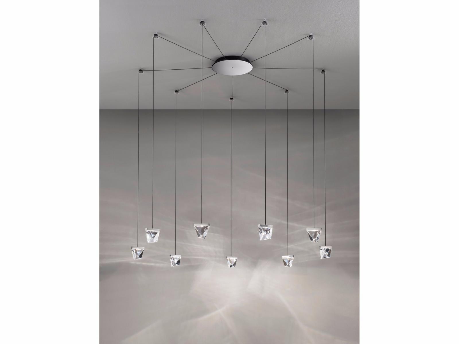 LED crystal pendant lamp | Tripla 9 Spots by Fabbian