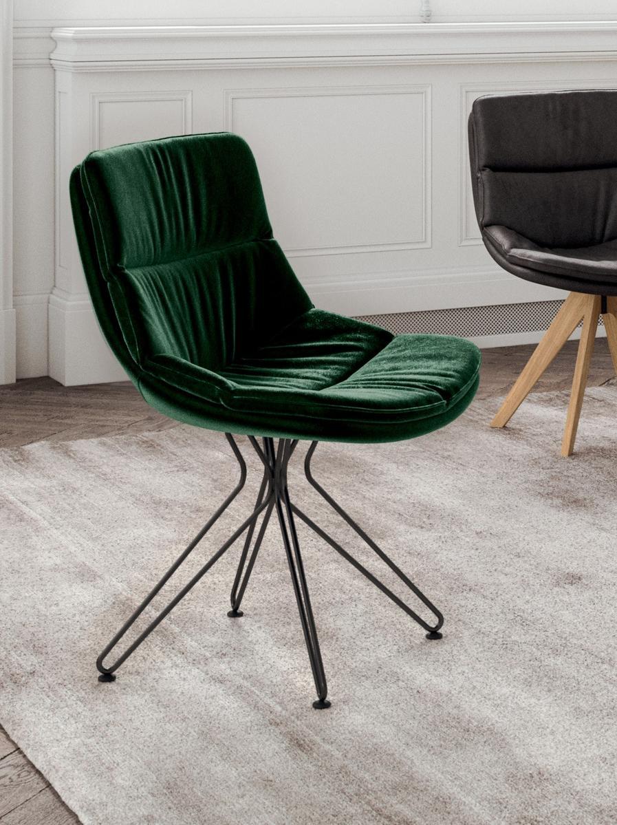 Upholstered trestle-based velvet chair | Stella by Ozzio Italia