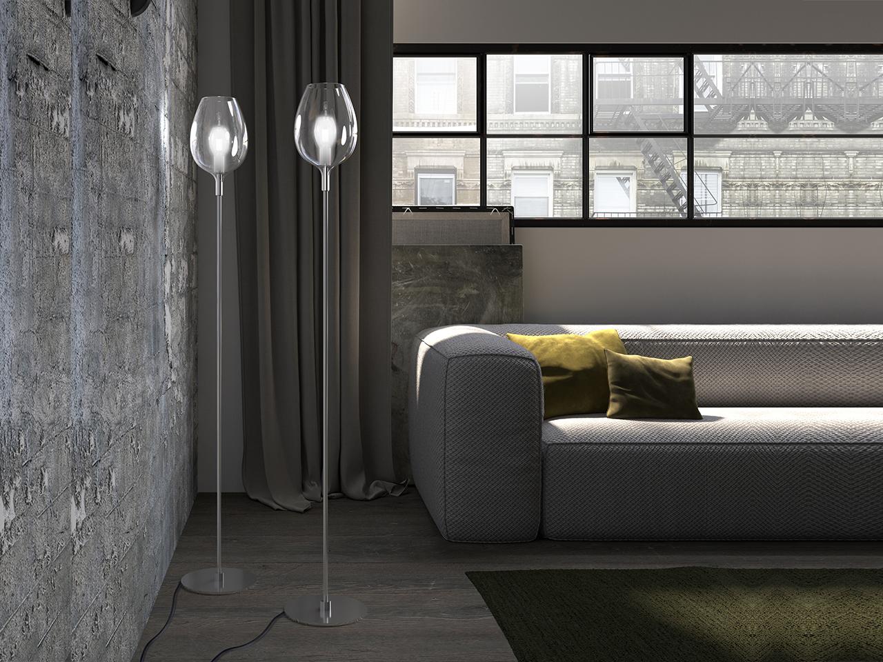 LED indirect light blown glass floor lamp | Rosè 3050/p1 by Italamp