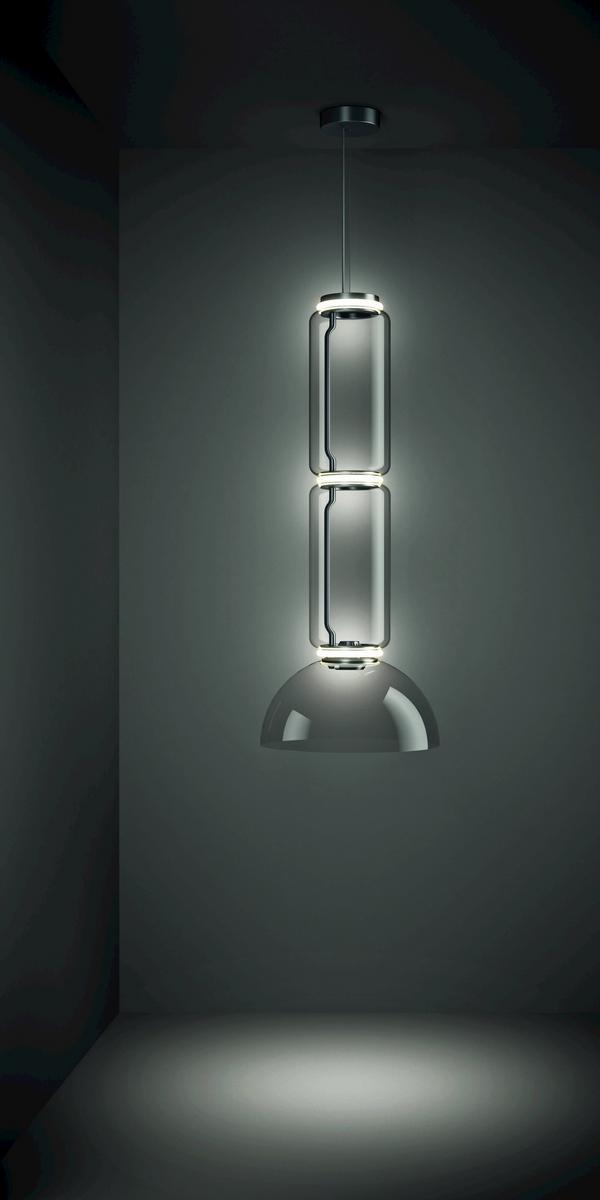 LED direct light Blown crystal pendant lamp | Noctambule Bowl by Flos