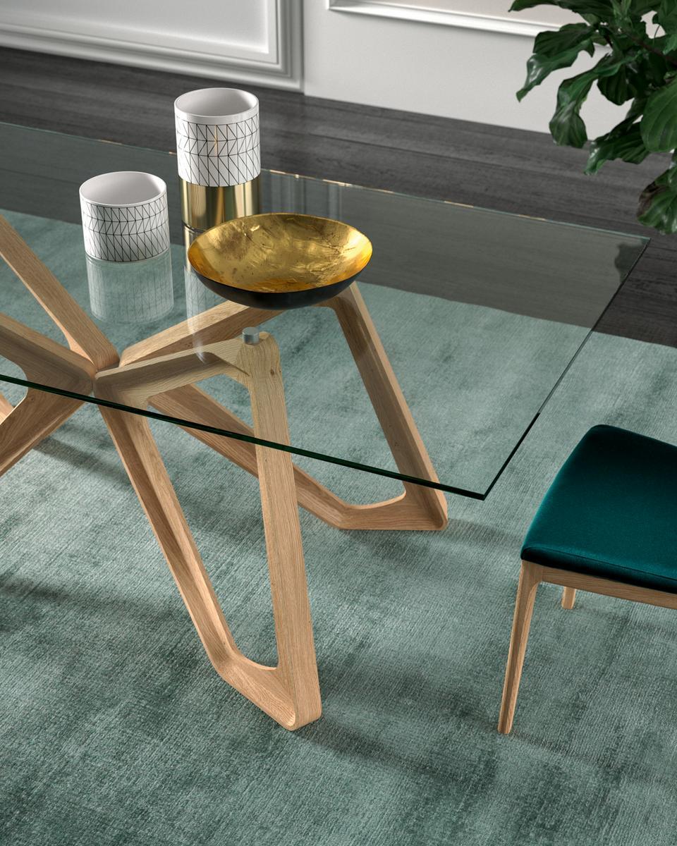 Rectangular wood and glass table | Papillon by Ozzio Italia
