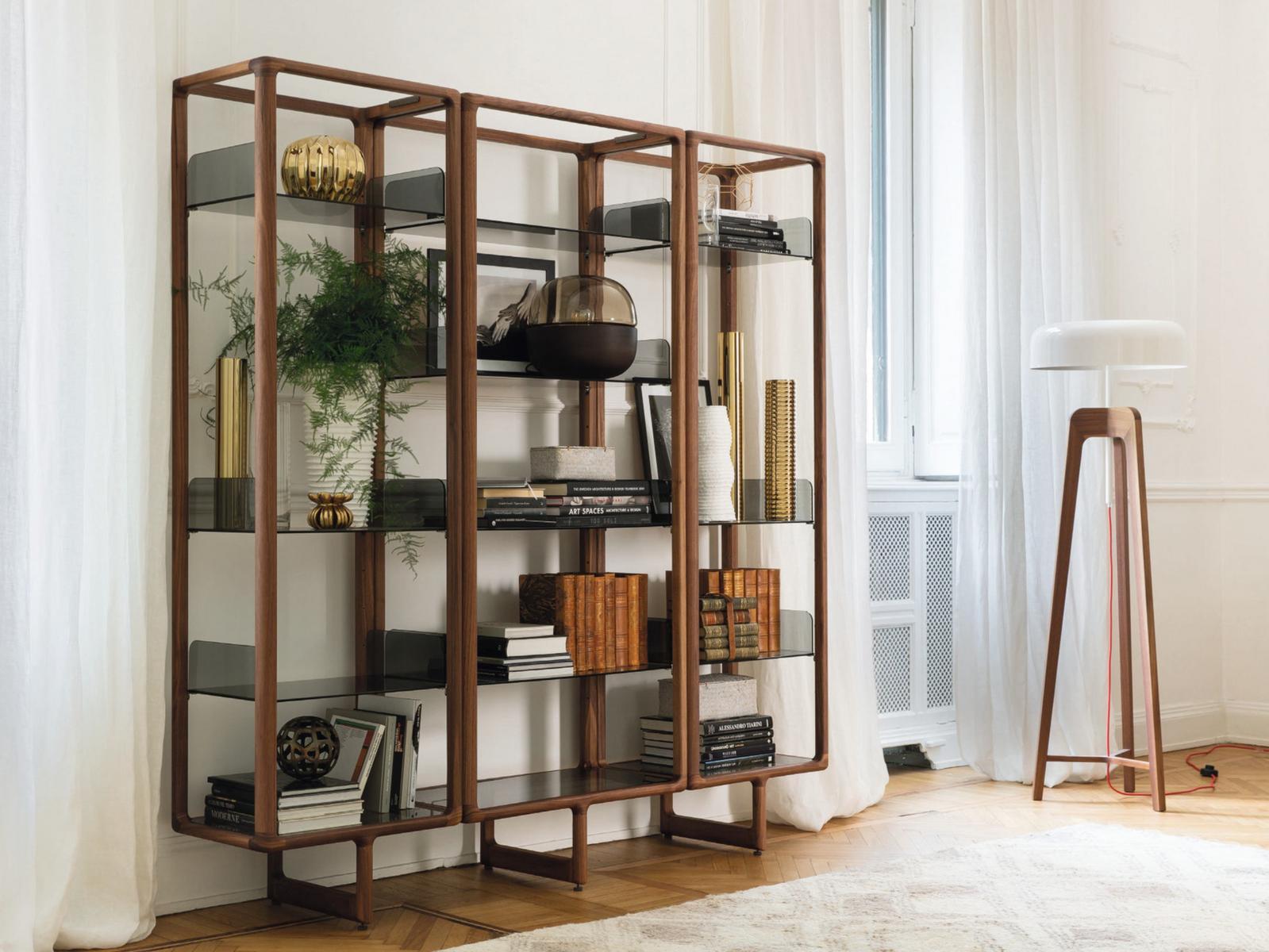 Open modular wooden bookcase | Myria by Porada