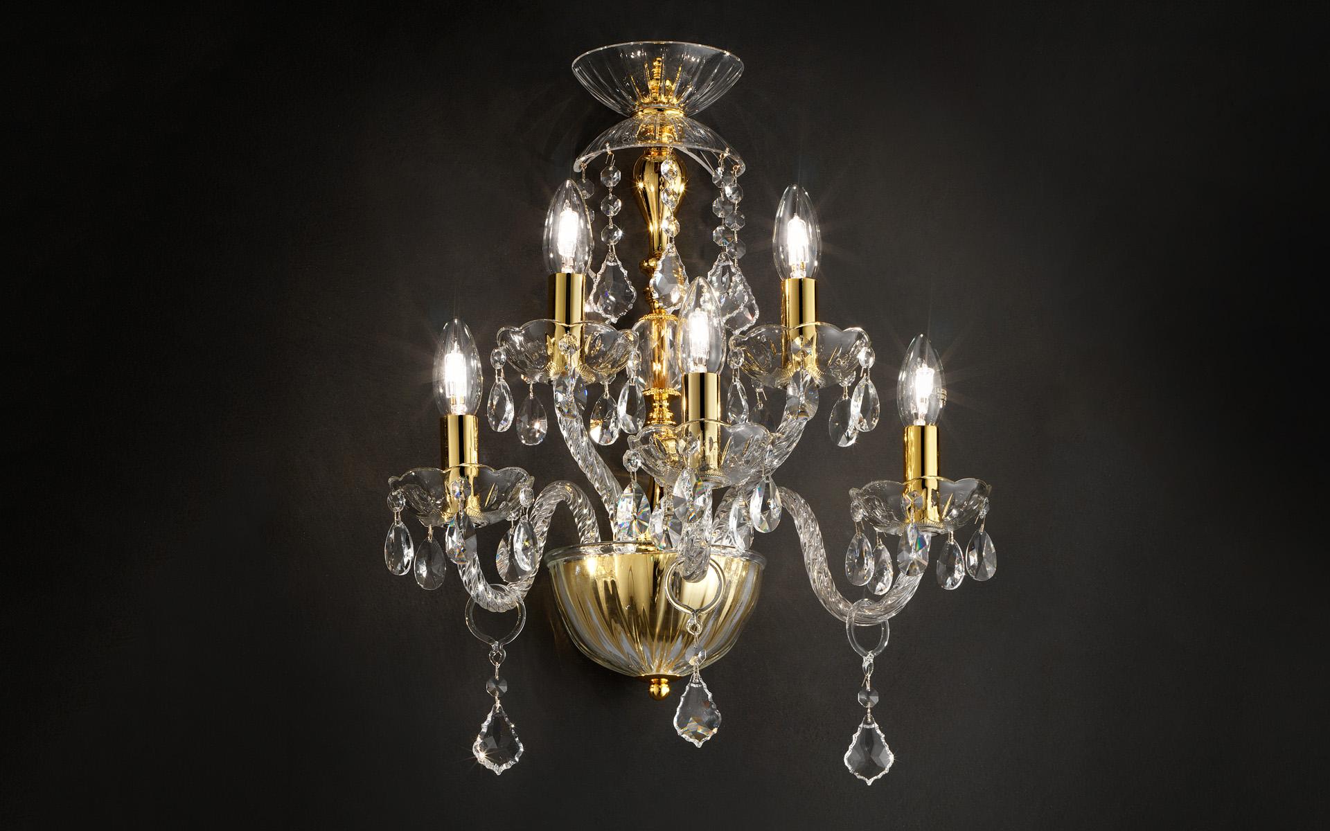 Incandescent blown glass wall light with crystals | Glass Ve 871 A3 / A5 / A12 by Masiero