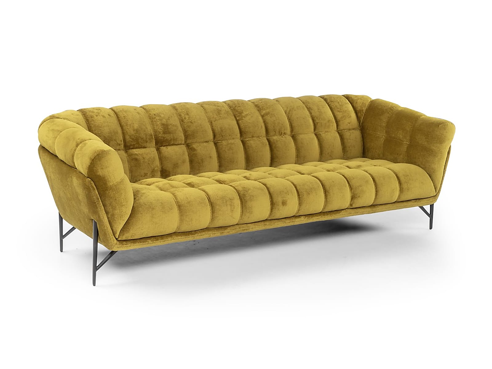 Contemporary Liberty sofa with sophisticated elegance, featuring soft, enveloping quilting and raised on sleek metal feet for an elevated aesthetic. | Liberty by Calia Italia