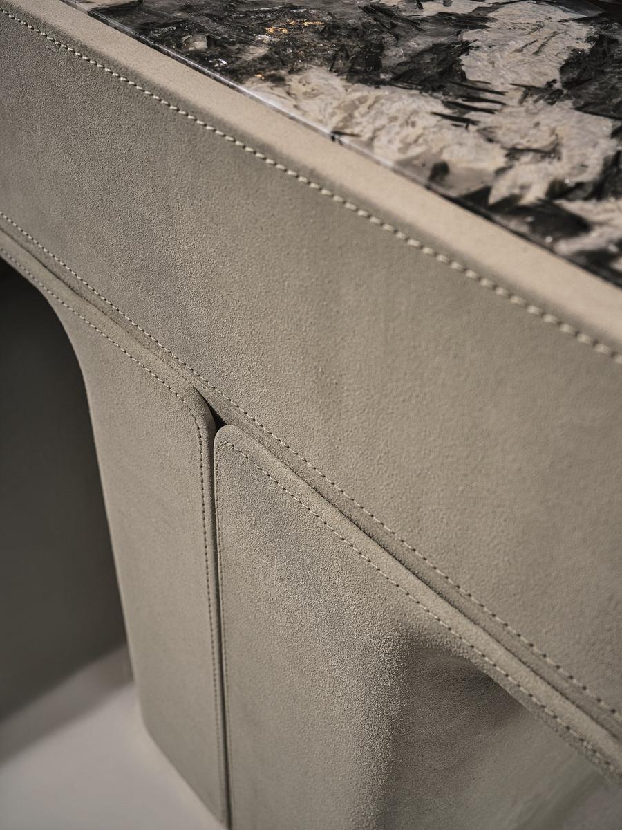Rectangular leather bedside table with doors | Do by Longhi