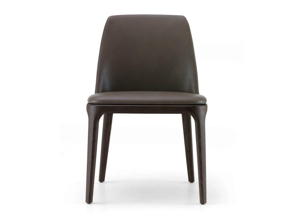 Upholstered leather chair | Grace by Poliform