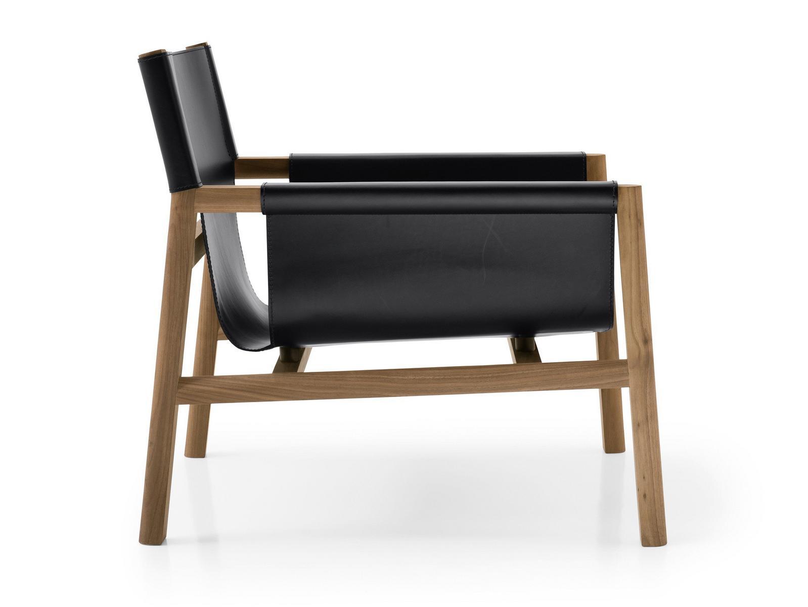 Tanned leather armchair with armrests | Pablo by B&B Italia