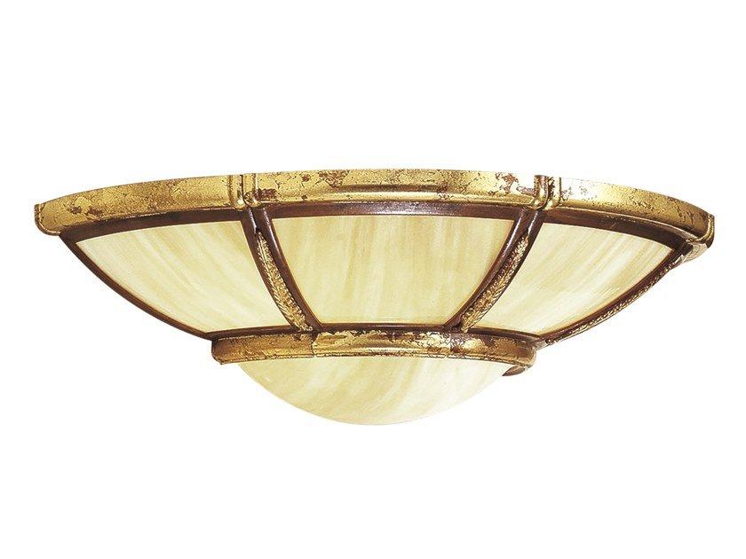Rust/gold leaf finish wall light with onyx glass | Giotto 1898/a4 by Possoni Illuminazione
