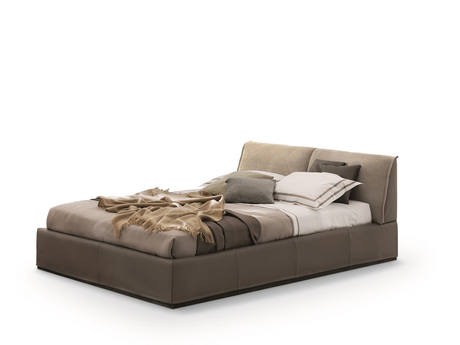 Upholstered leather storage bed | Monolith 2.0 by Ditre Italia