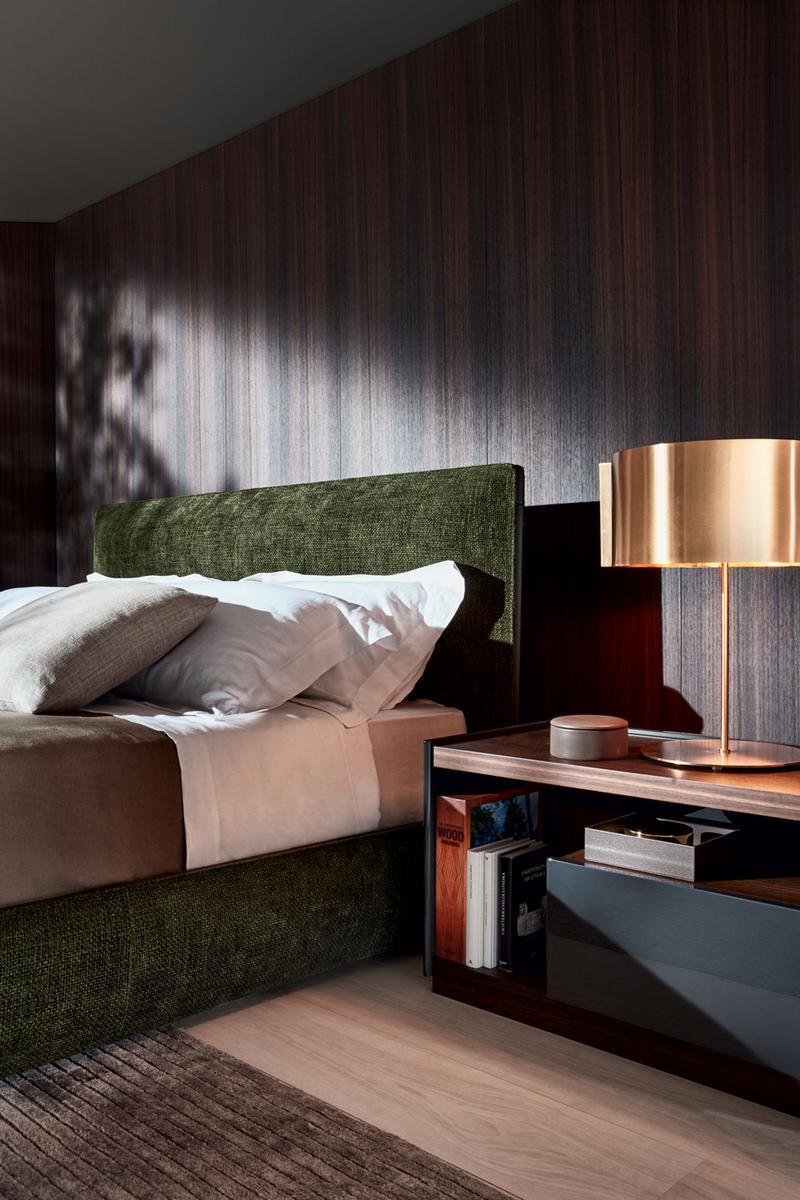 Storage bed with upholstered headboard | Ribbon by Molteni