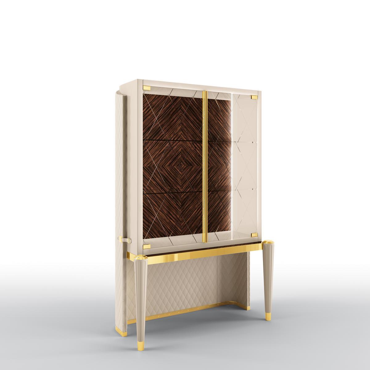Multi-layer wood display cabinet with integrated lighting | Kimberly by Bruno Zampa