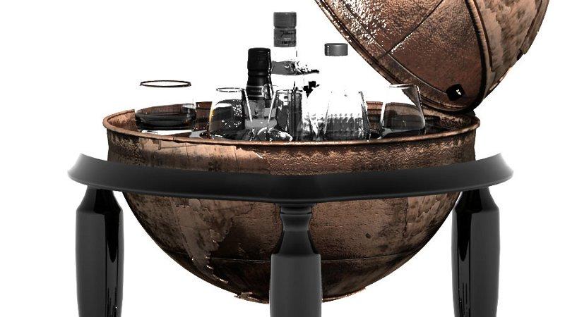 Copper bar cabinet | Equator Globe by Boca Do Lobo