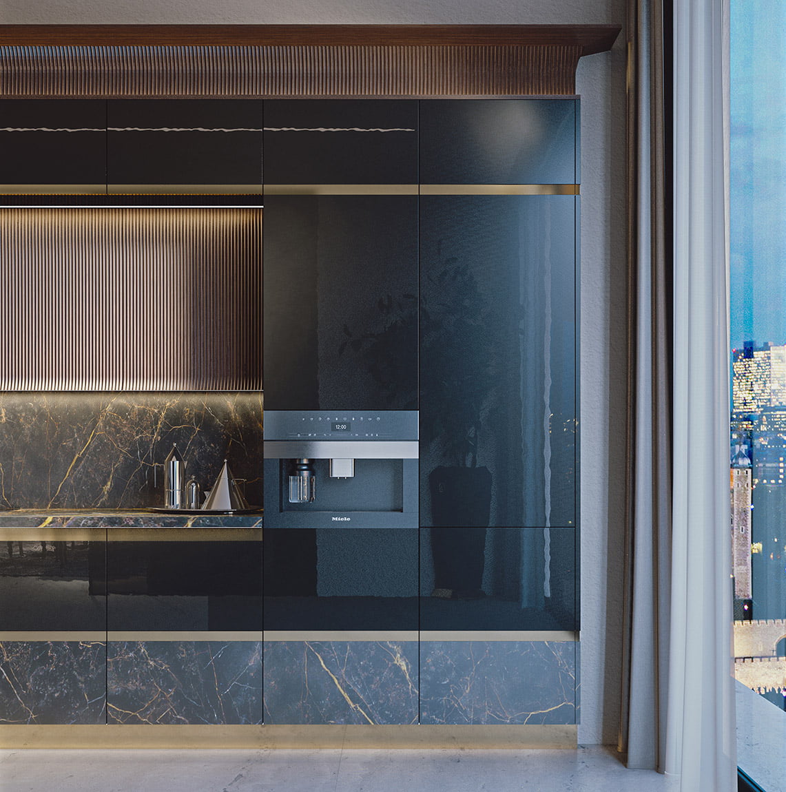 Lacquered kitchen with handles Brummel Jewel