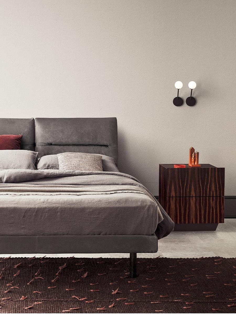 Upholstered leather double bed | Vintage by Pianca