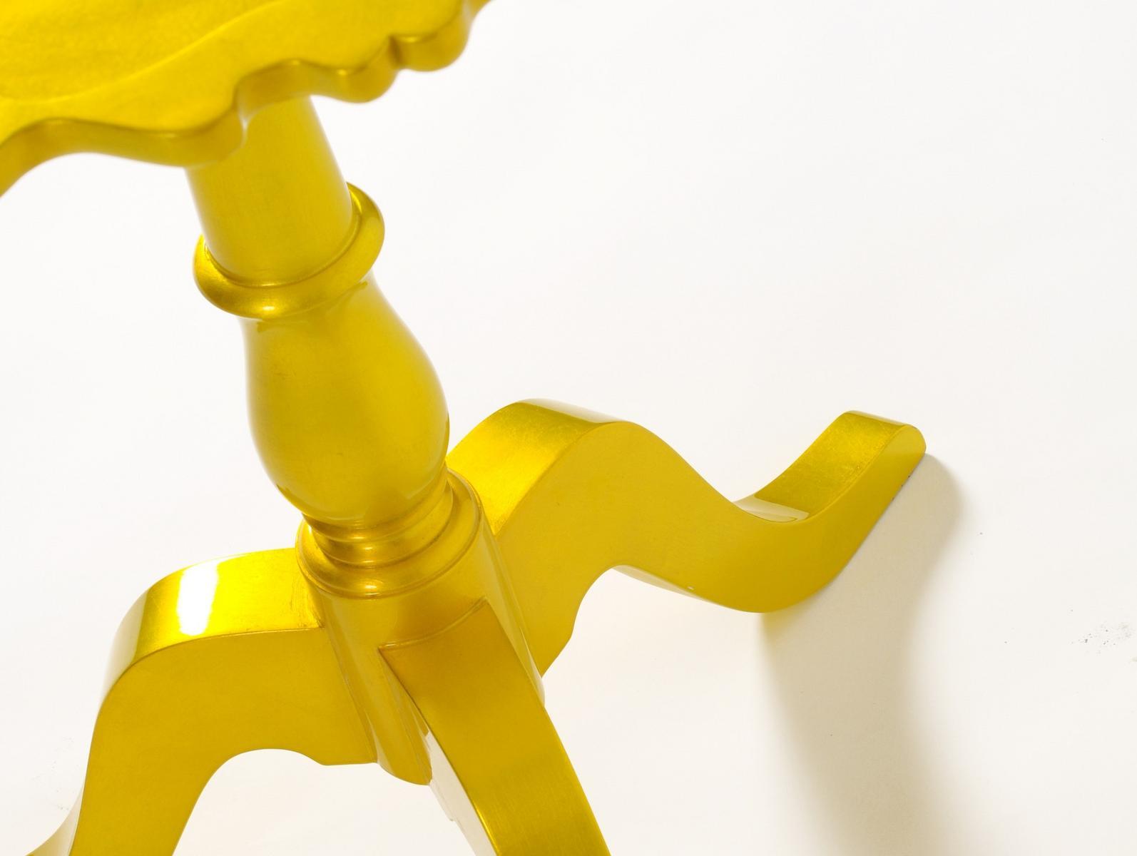 Round wooden high side table with 3-star base | Shield by Boca Do Lobo