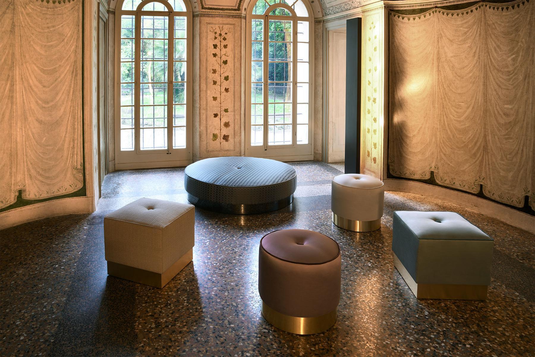 Upholstered square fabric pouf | Eos by Domingo salotti