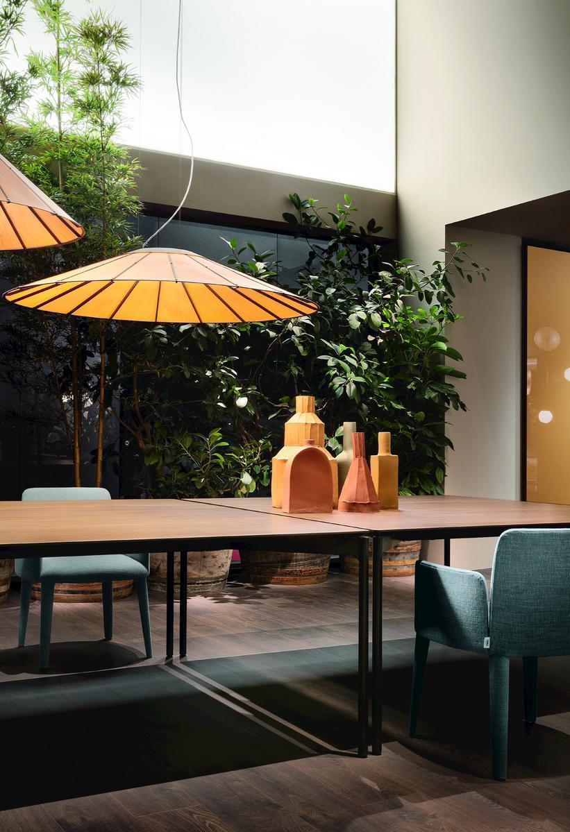 Rectangular aluminium and wood table | Luce by Lema