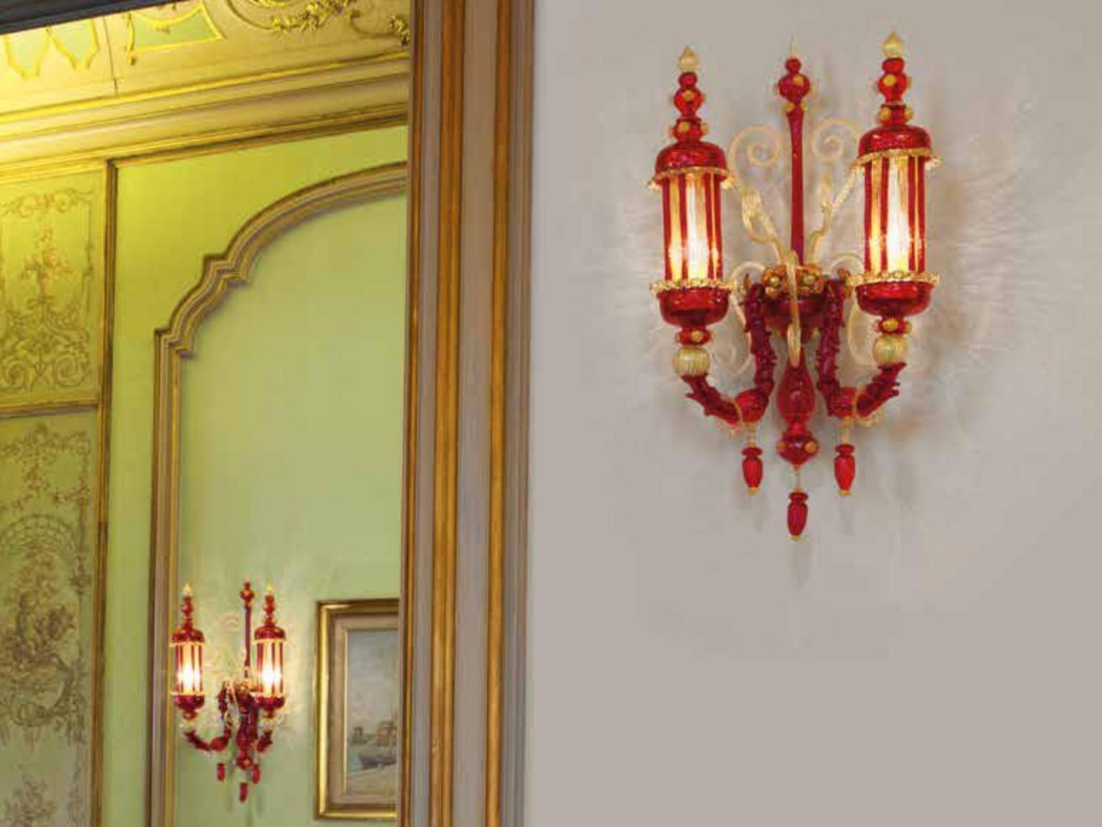 Glass wall lamp with crystals | Bucintoro by Sylcom