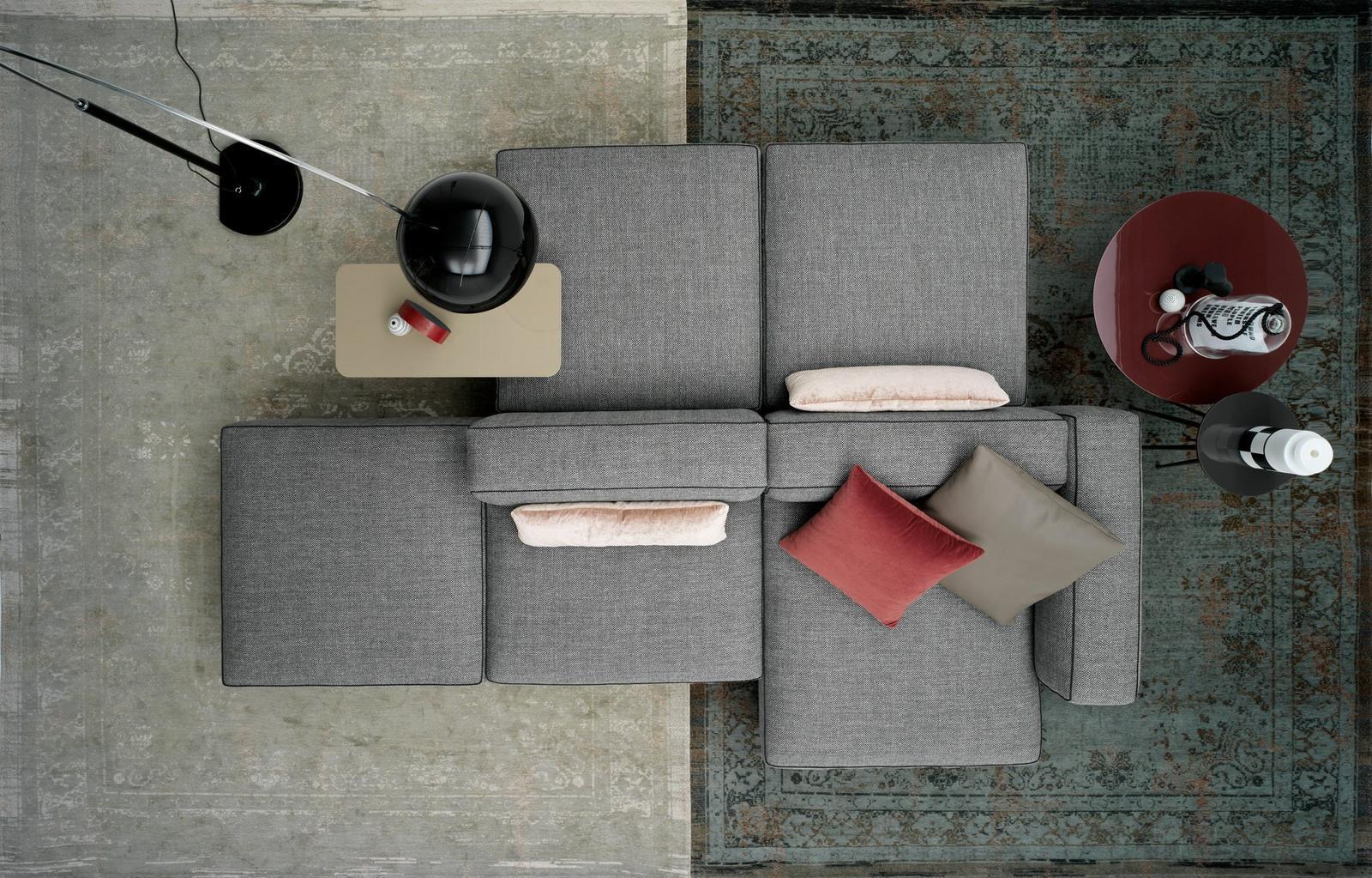 Modular leather sofa | Alcazar by Alberta Salotti