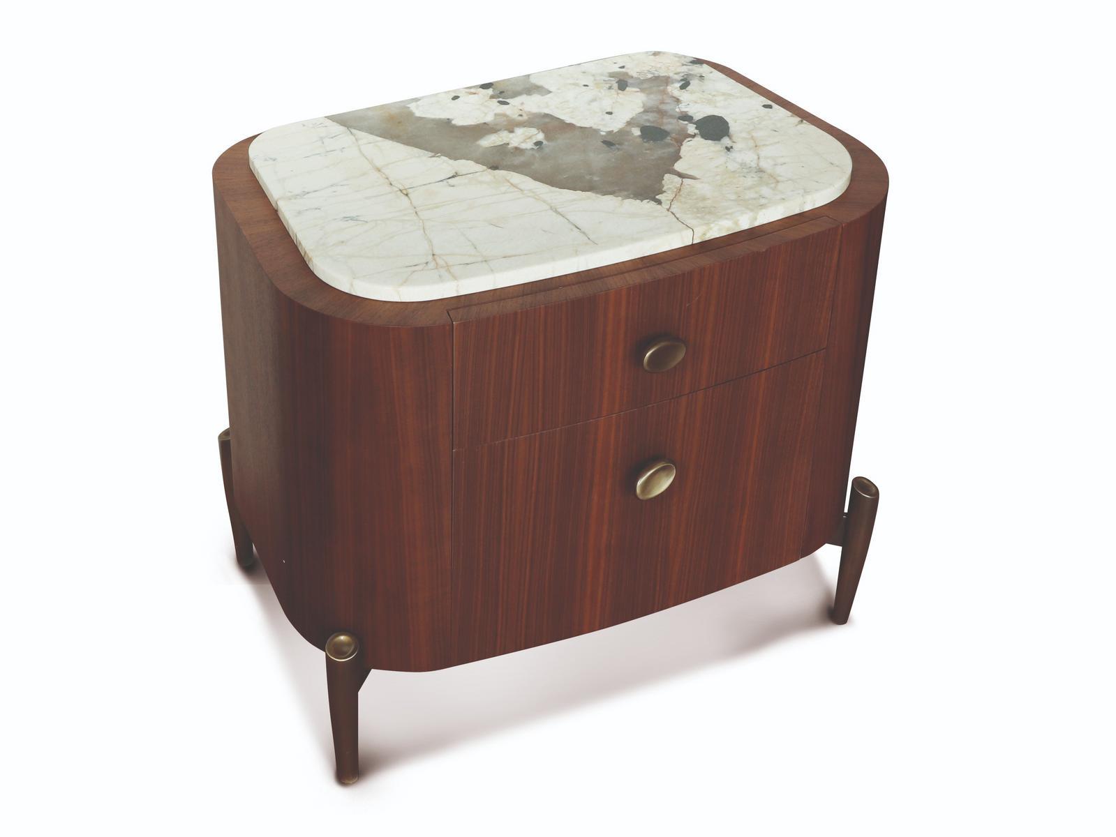 Rounded wooden bedside table with drawers | Lapeto by Ezio Bellotti