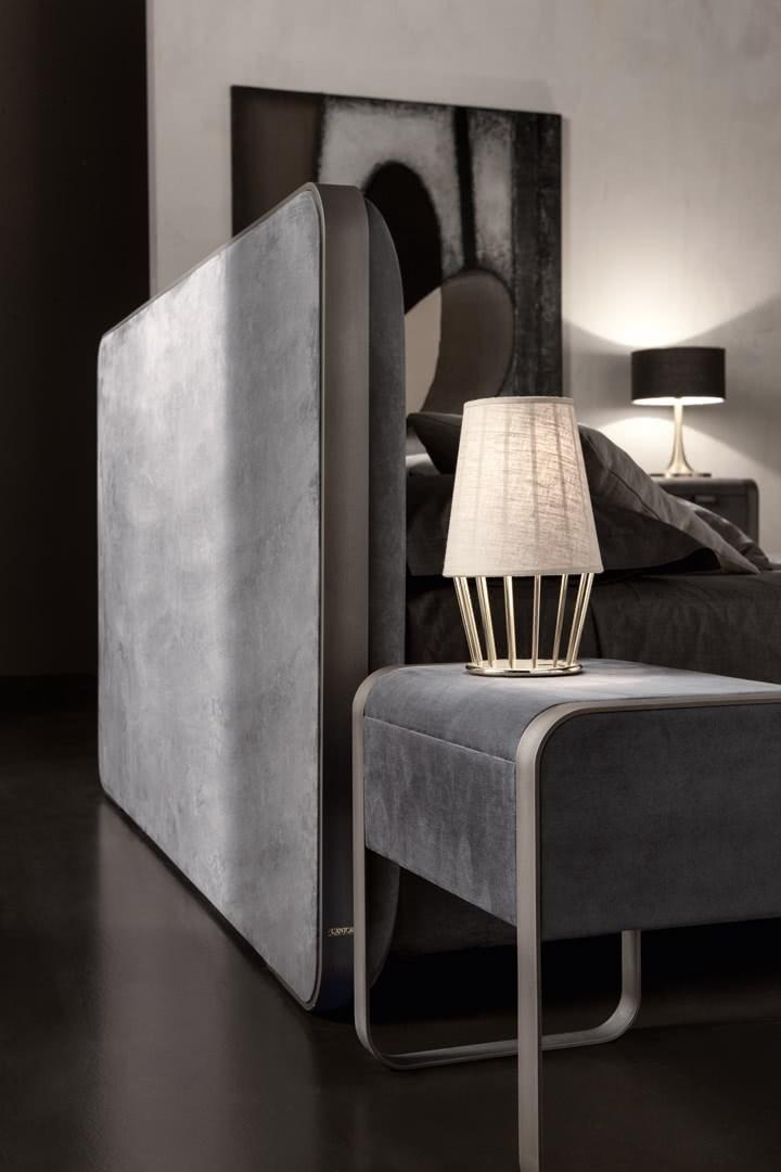 Rectangular leather bedside table with drawers | Elvis by Cantori