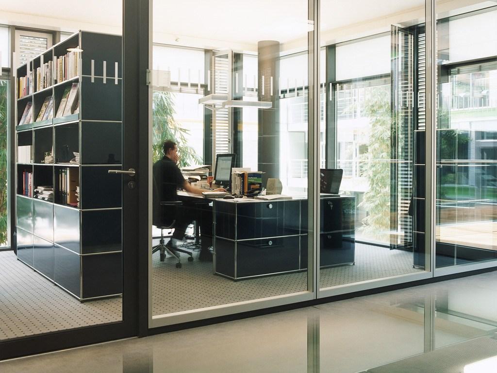 Tall modular metal office storage unit | Haller Modular Office Shelving by USM