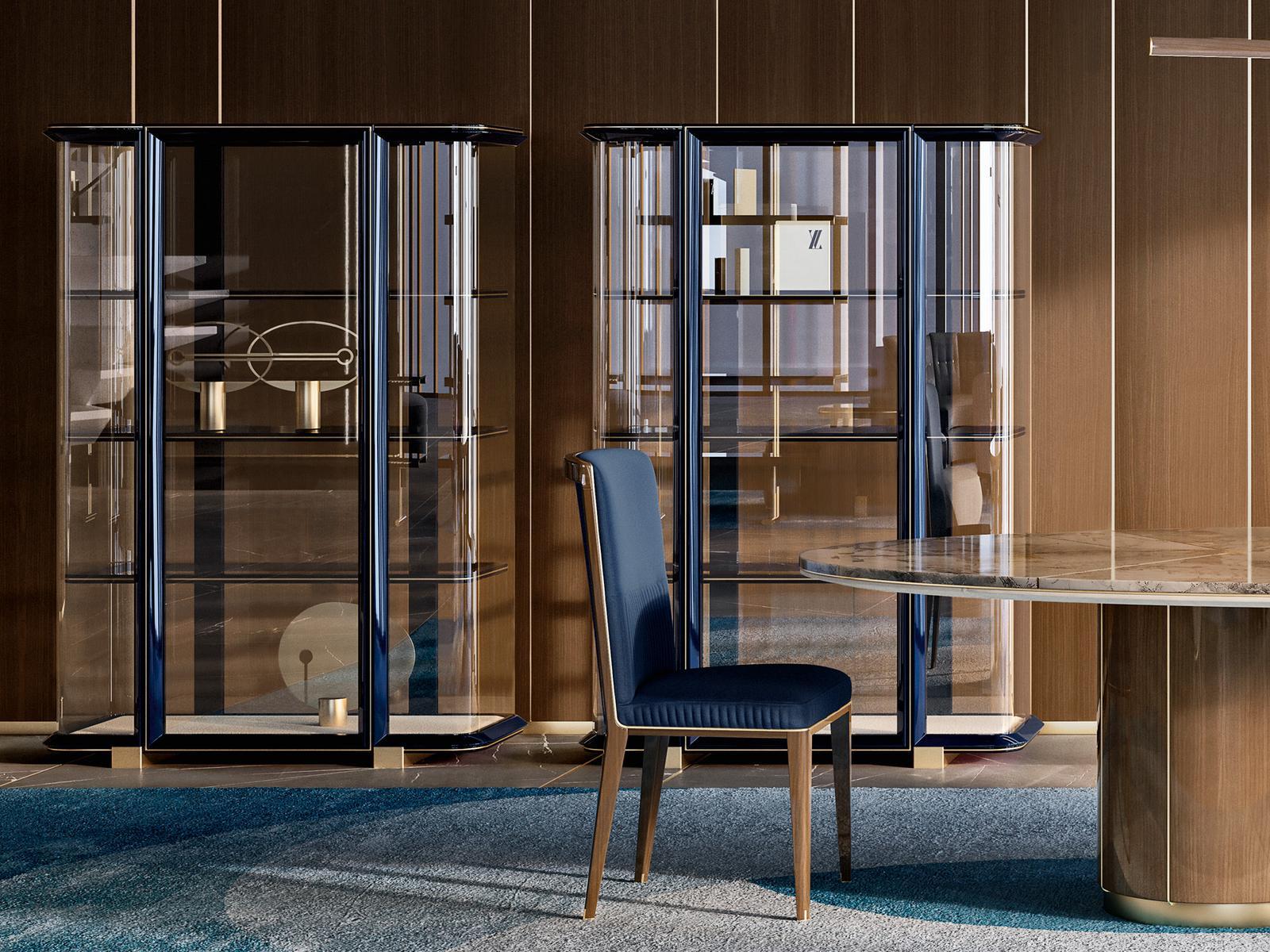 Wood and glass display cabinet with integrated lighting | Grace by Volpi