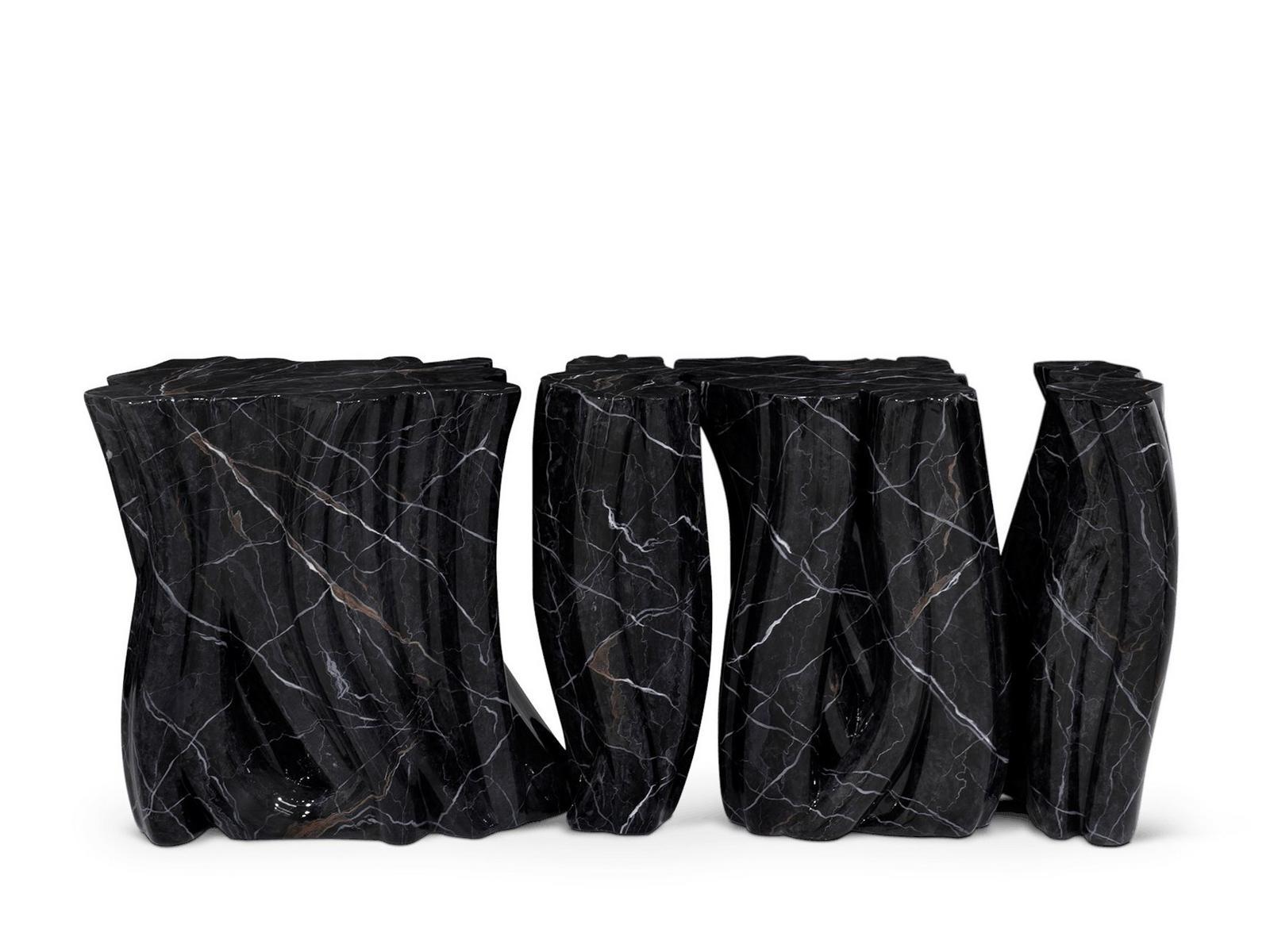 Resin console table | Monochrome Faux-marble by Boca Do Lobo