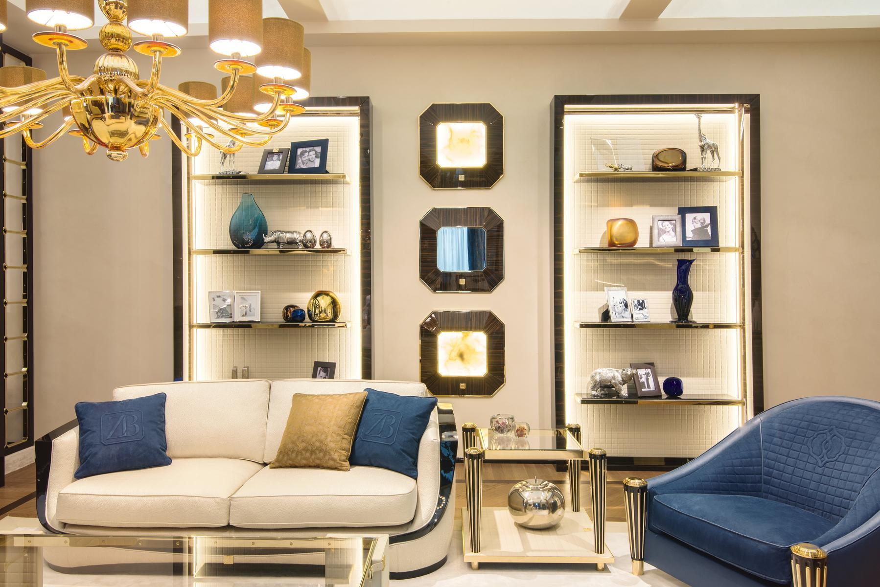 Open bookcase in solid wood and leather | Jade by Bruno Zampa