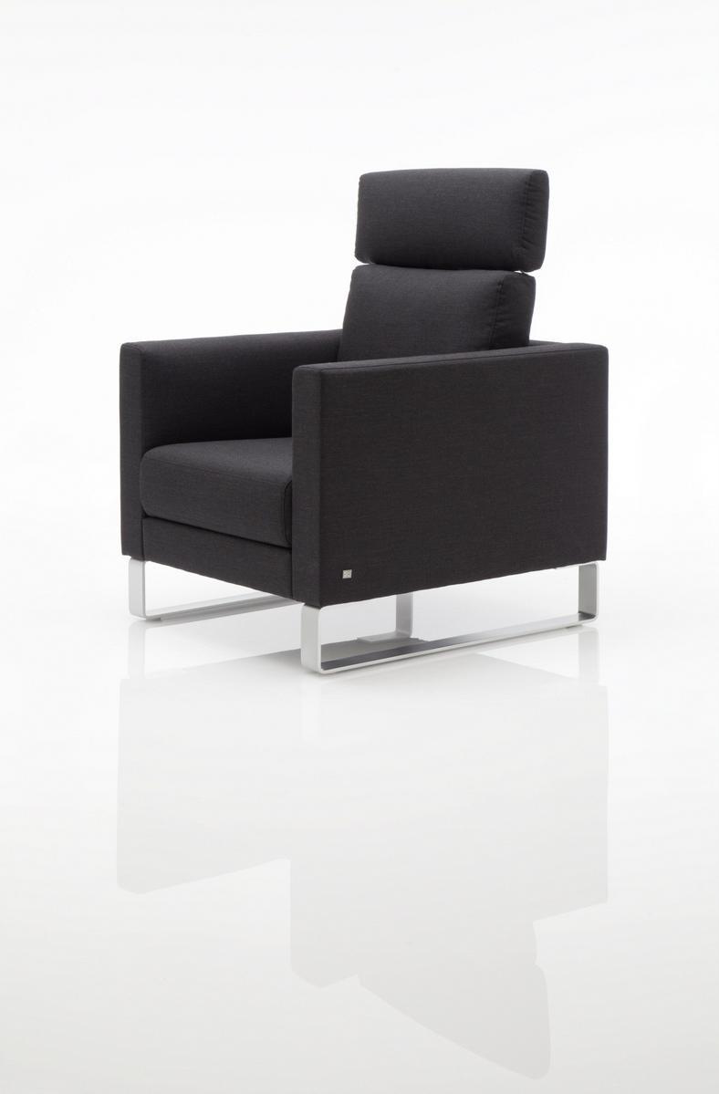 Sled base fabric armchair with headrest | 004 Vida by Rolf Benz