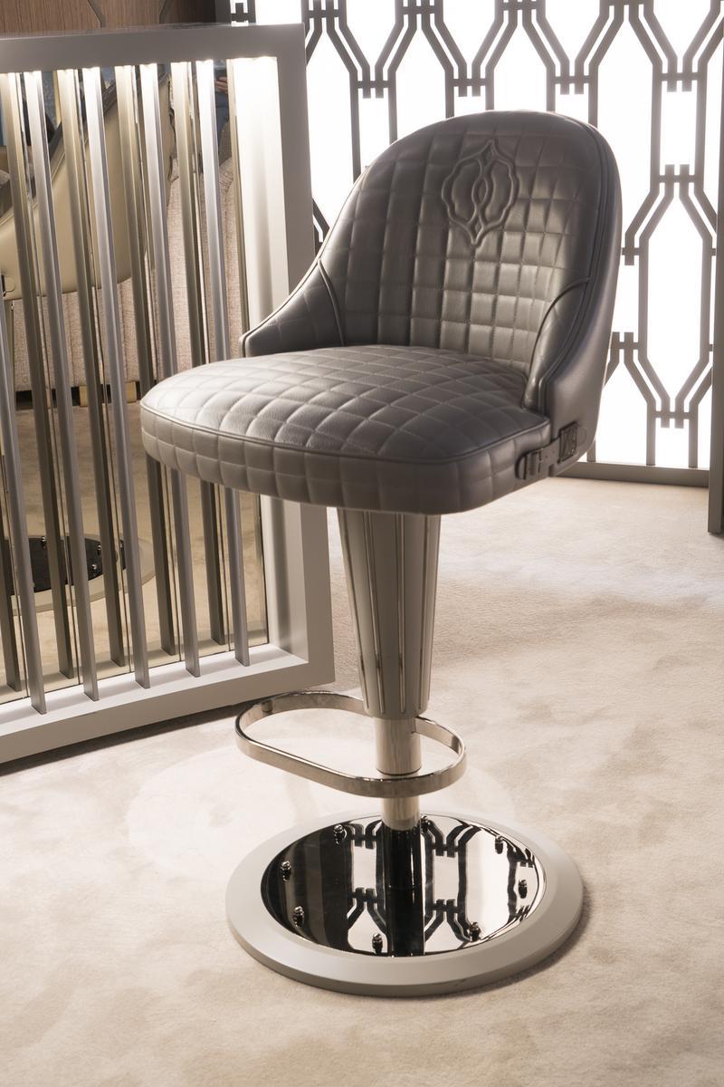 High leather barstool with back | Ophelia by Bruno Zampa