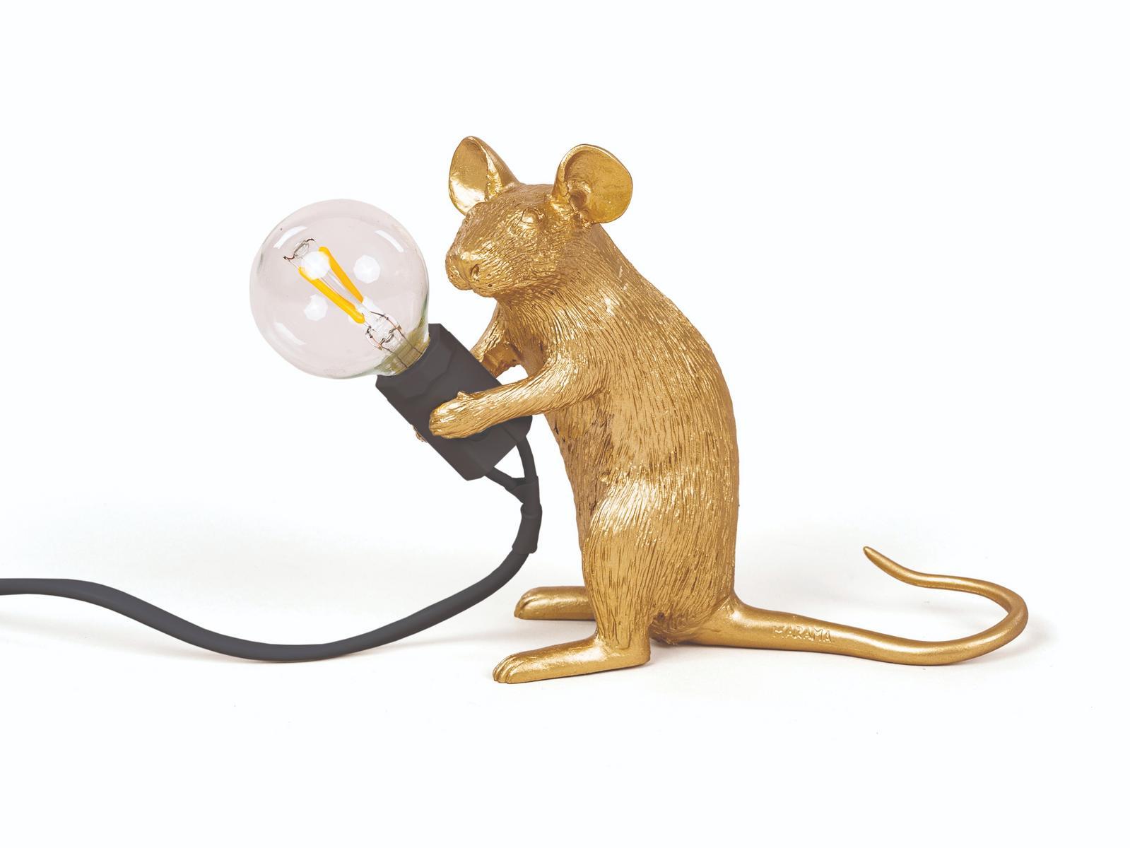 LED resin table lamp | Mouse Lamp Gold - Mac by Seletti