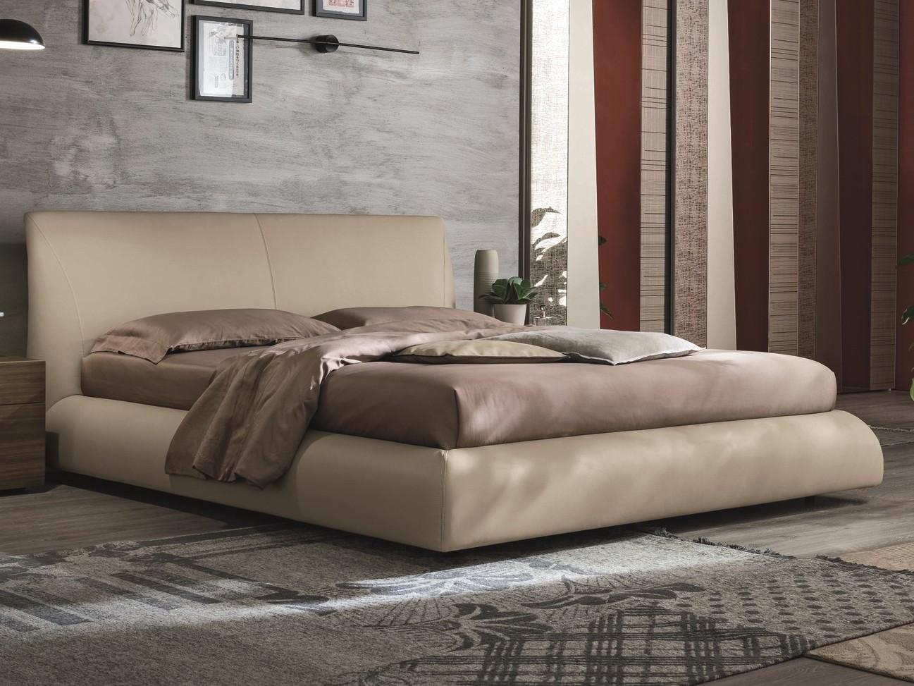 Upholstered leather double bed | Eros by Tomasella
