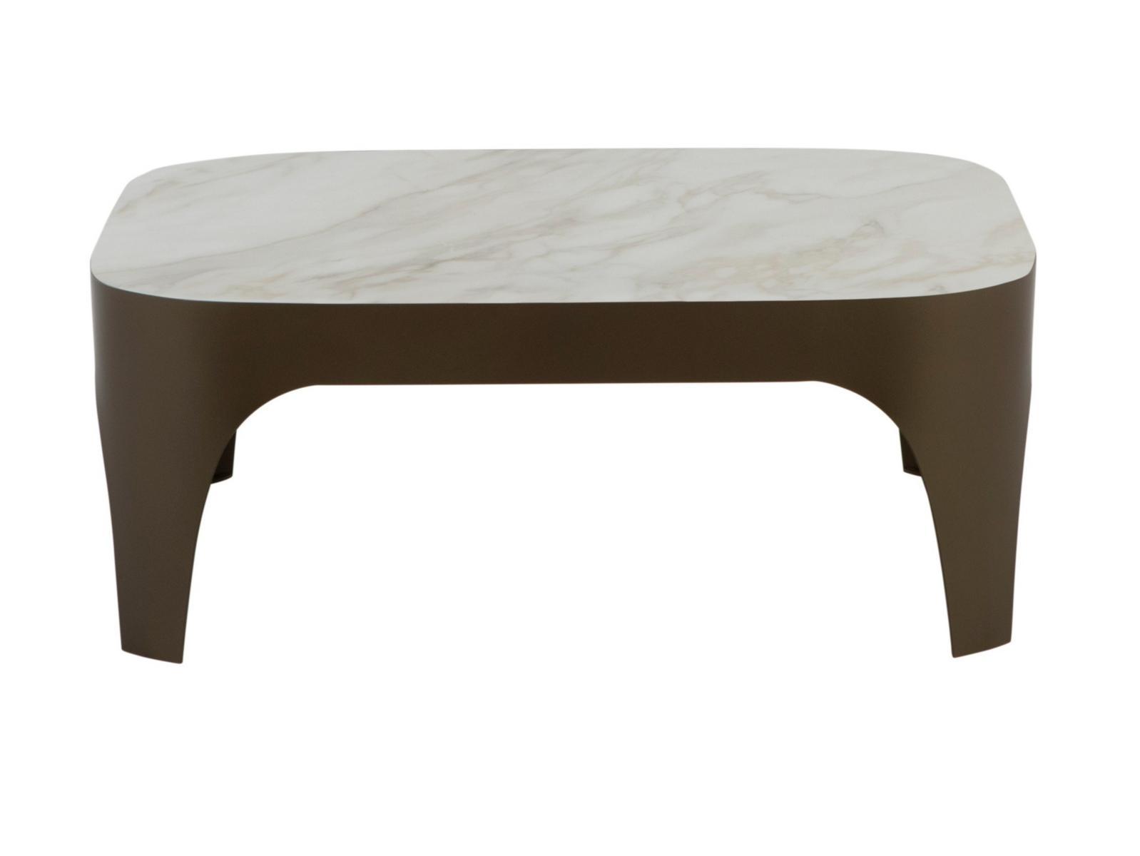 Square steel coffee table and porcelain stoneware top | Modì by Tonin Casa