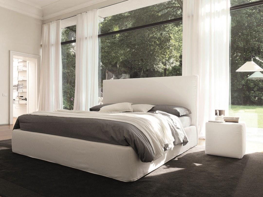 Fabric double bed with upholstered headboard | Blo 118 by Desiree