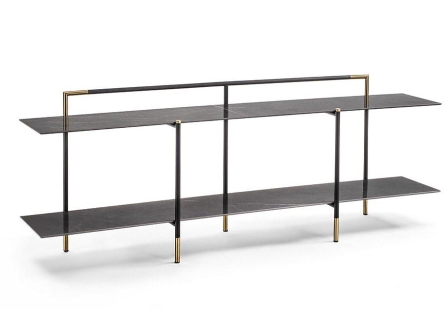 Rectangular metal console table with shelving | Kevin by Frigerio