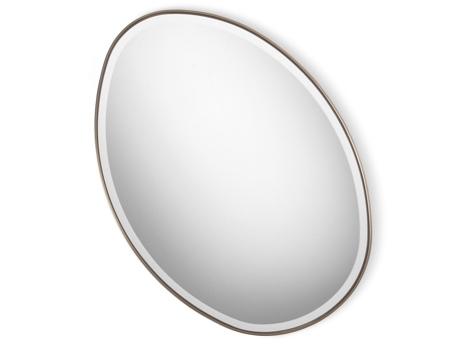 Oval wall-mounted framed iron mirror | Stone by Cantori