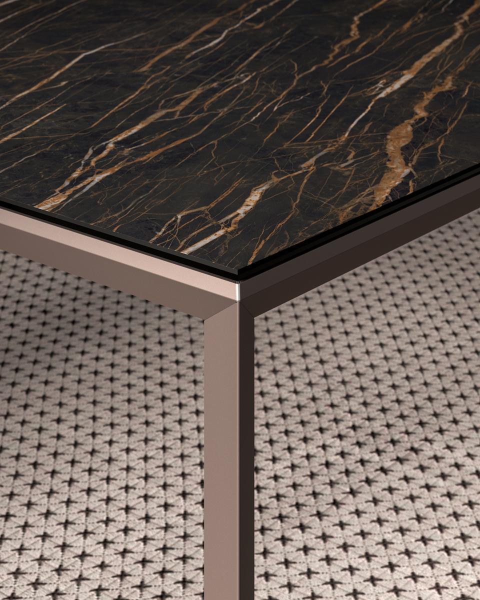 Extending glass and aluminium table | Metrò Quadro by Ozzio Italia