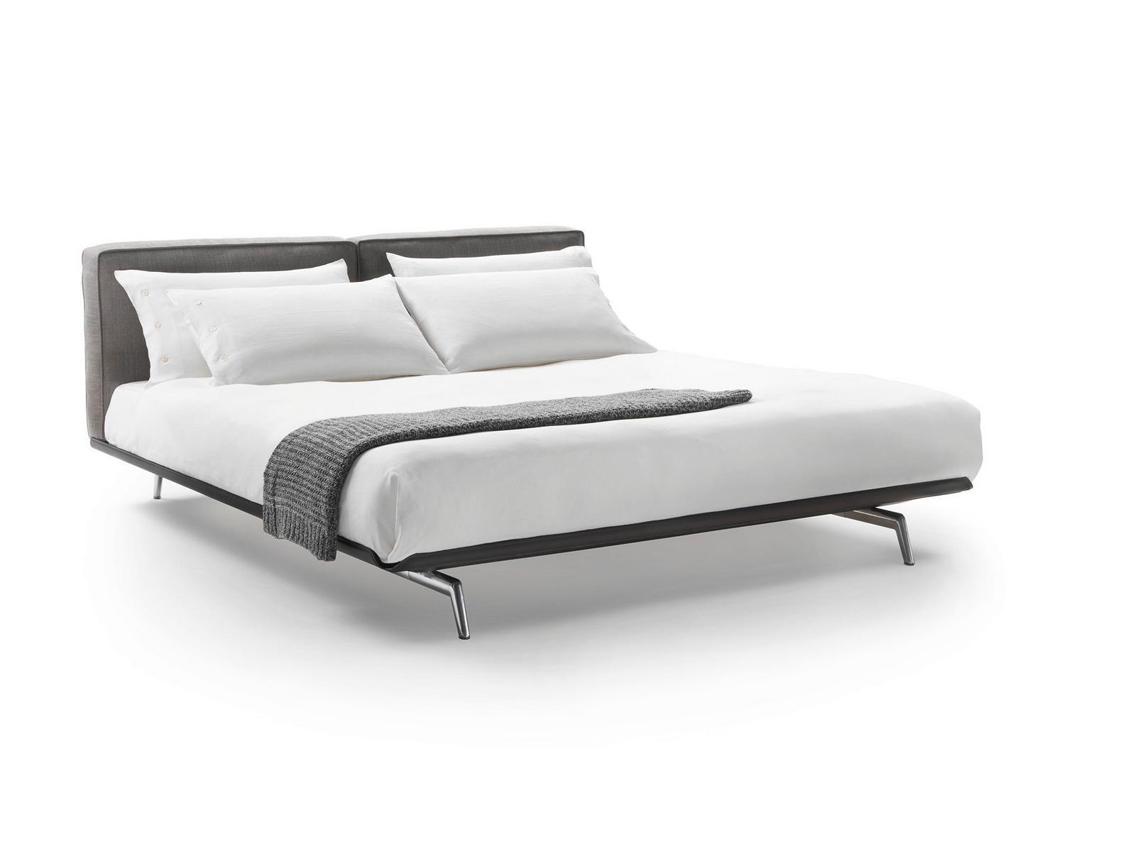 Fabric double bed with upholstered headboard | Este by Flexform