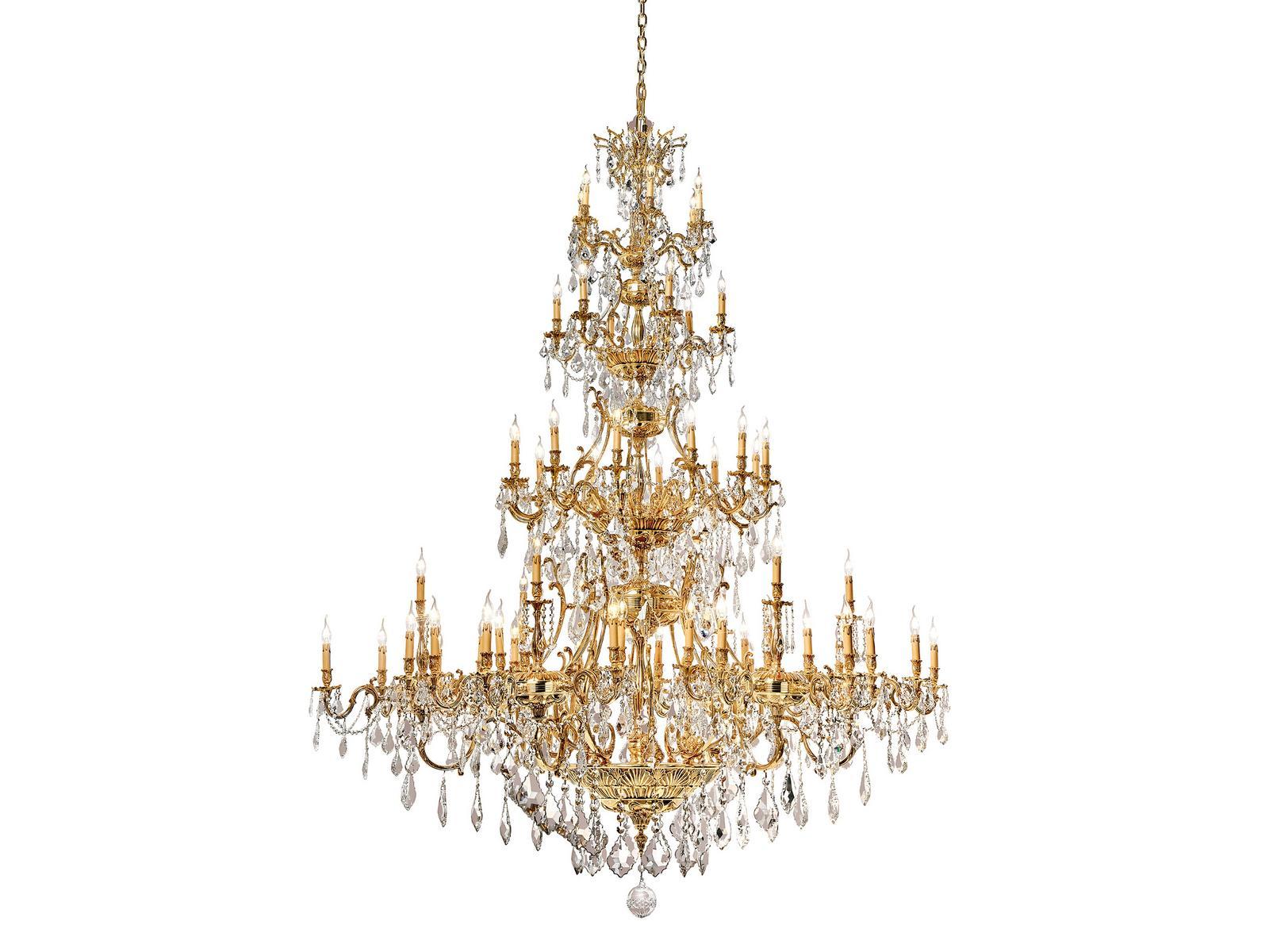 French Gold chandelier with Schoeler crystals | Versailles 093/60-sh/p by Possoni Illuminazione
