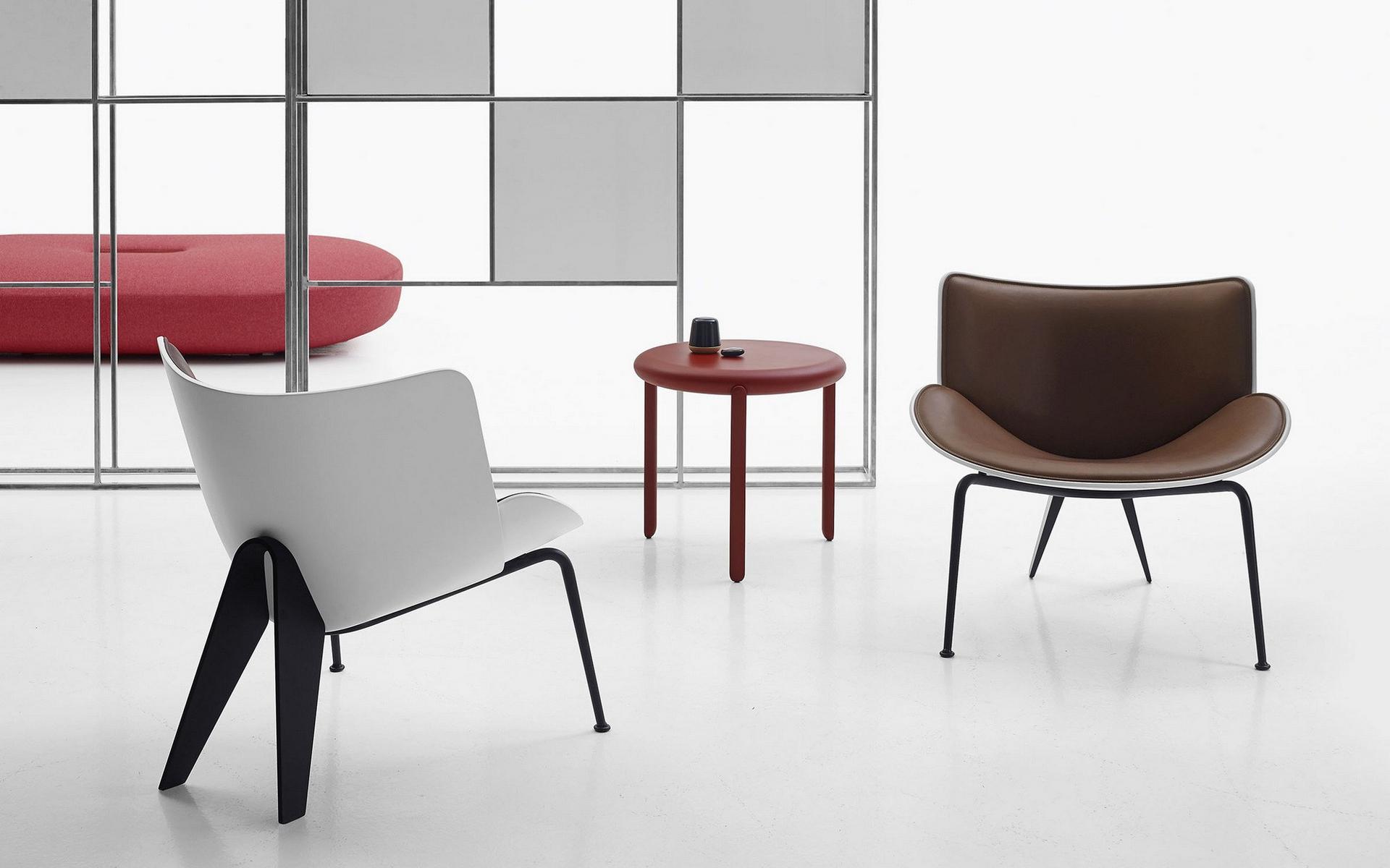 Contemporary style upholstered leather easy chair | Do-maru by B&B Italia