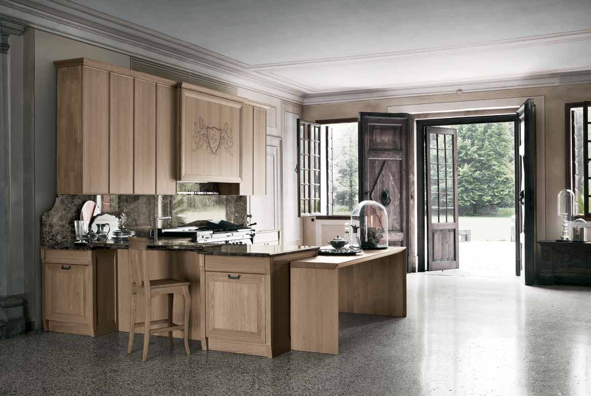 Wood kitchen with handles Old Line Kali