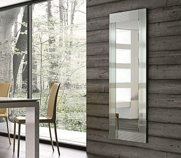 Wall-mounted framed mirror | Flute by Riflessi