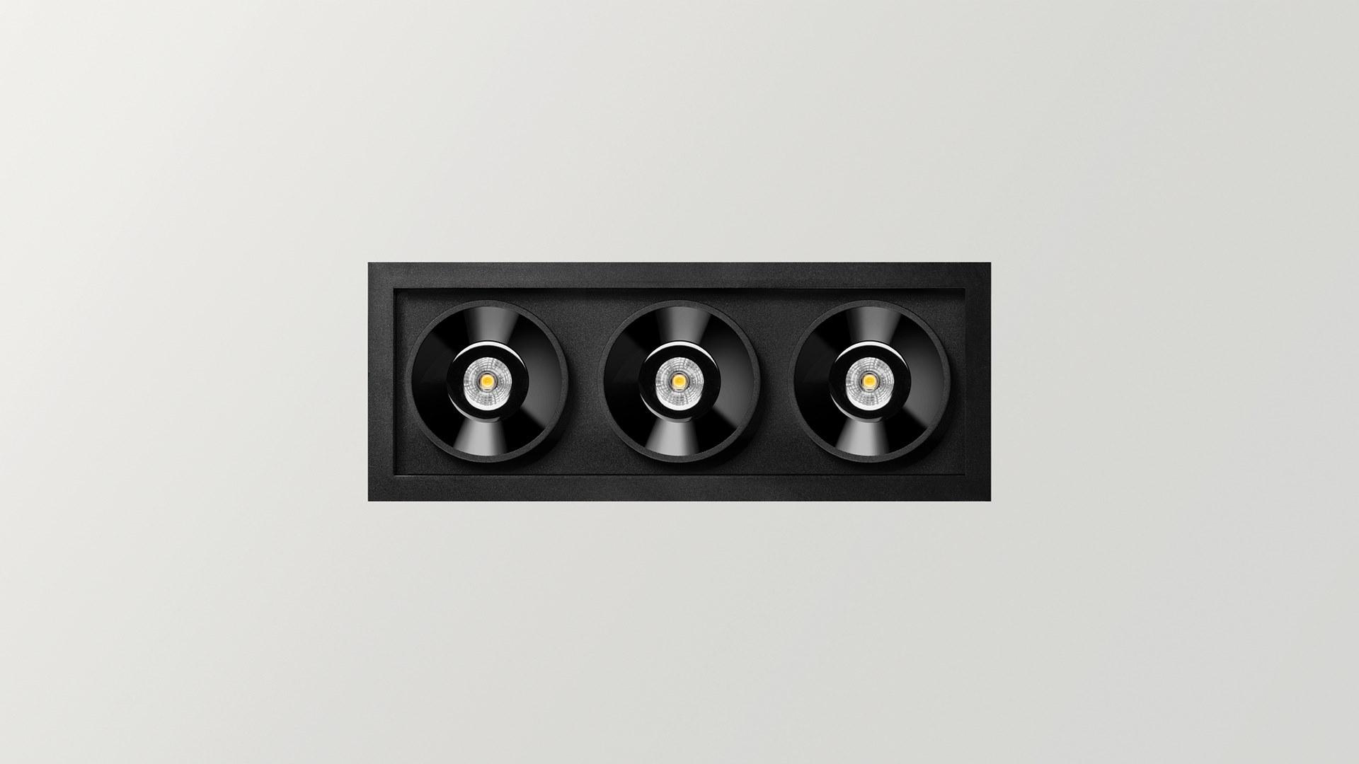 LED recessed multiple aluminium spotlight | Black Foster Recessed 3 by Arkoslight