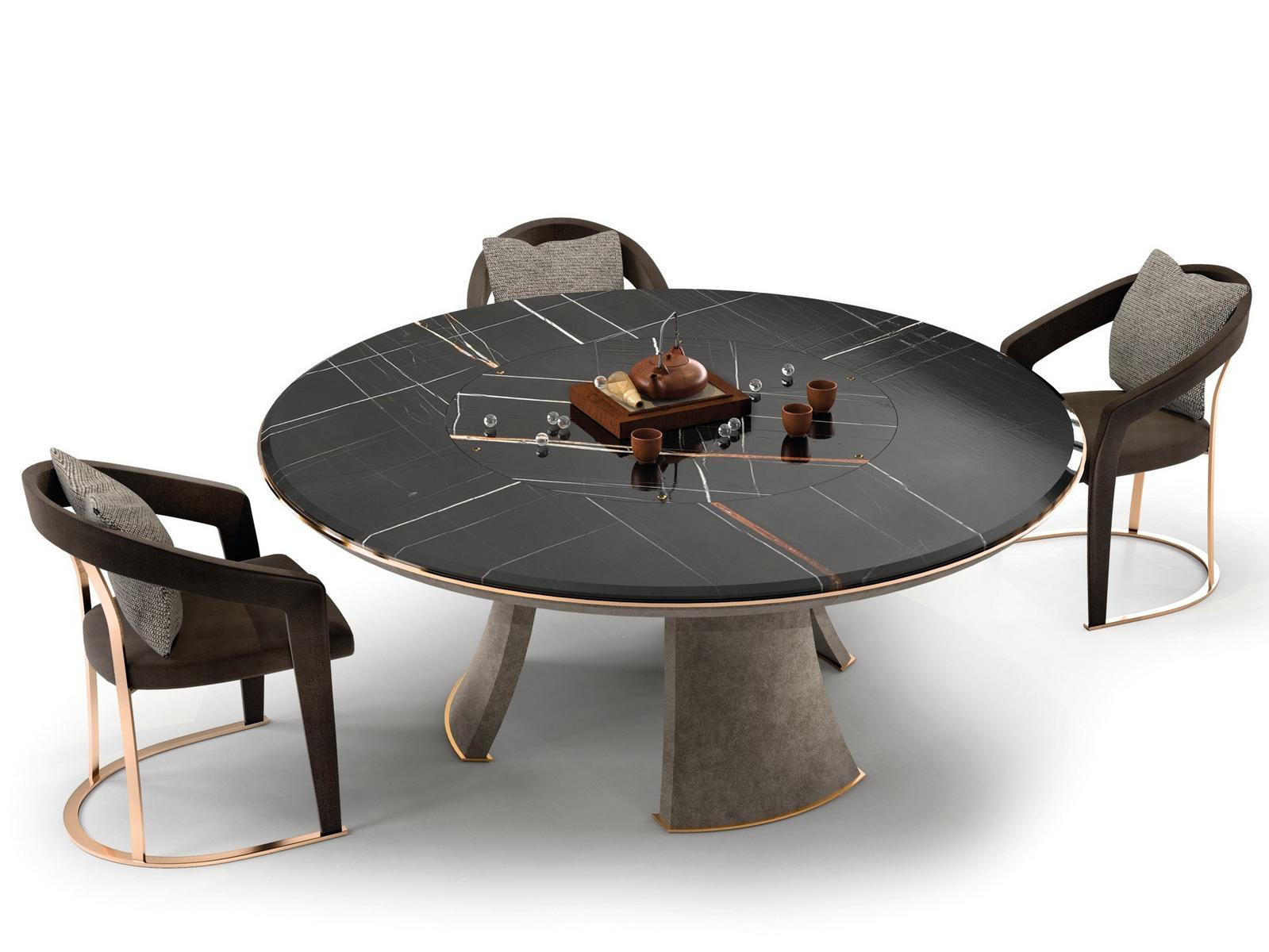 Round leather table | Damien by Longhi