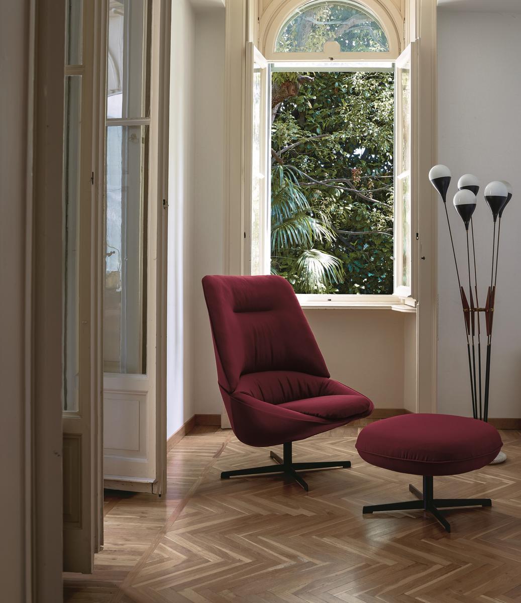 Swivel upholstered fabric armchair with 4-spoke base | Ladle Medium by Arflex