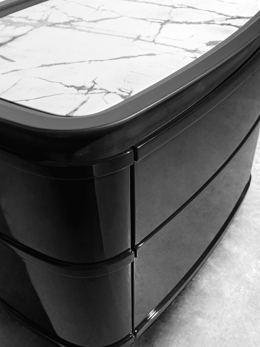 Rounded wooden bedside table with drawers | Nomos by Visionnair