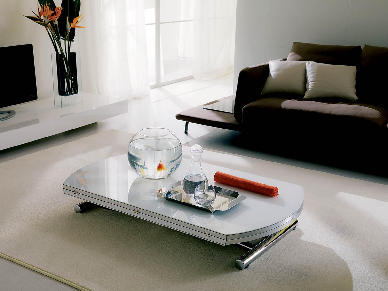Height-adjustable crystal coffee table | Globe Cr by Ozzio Italia
