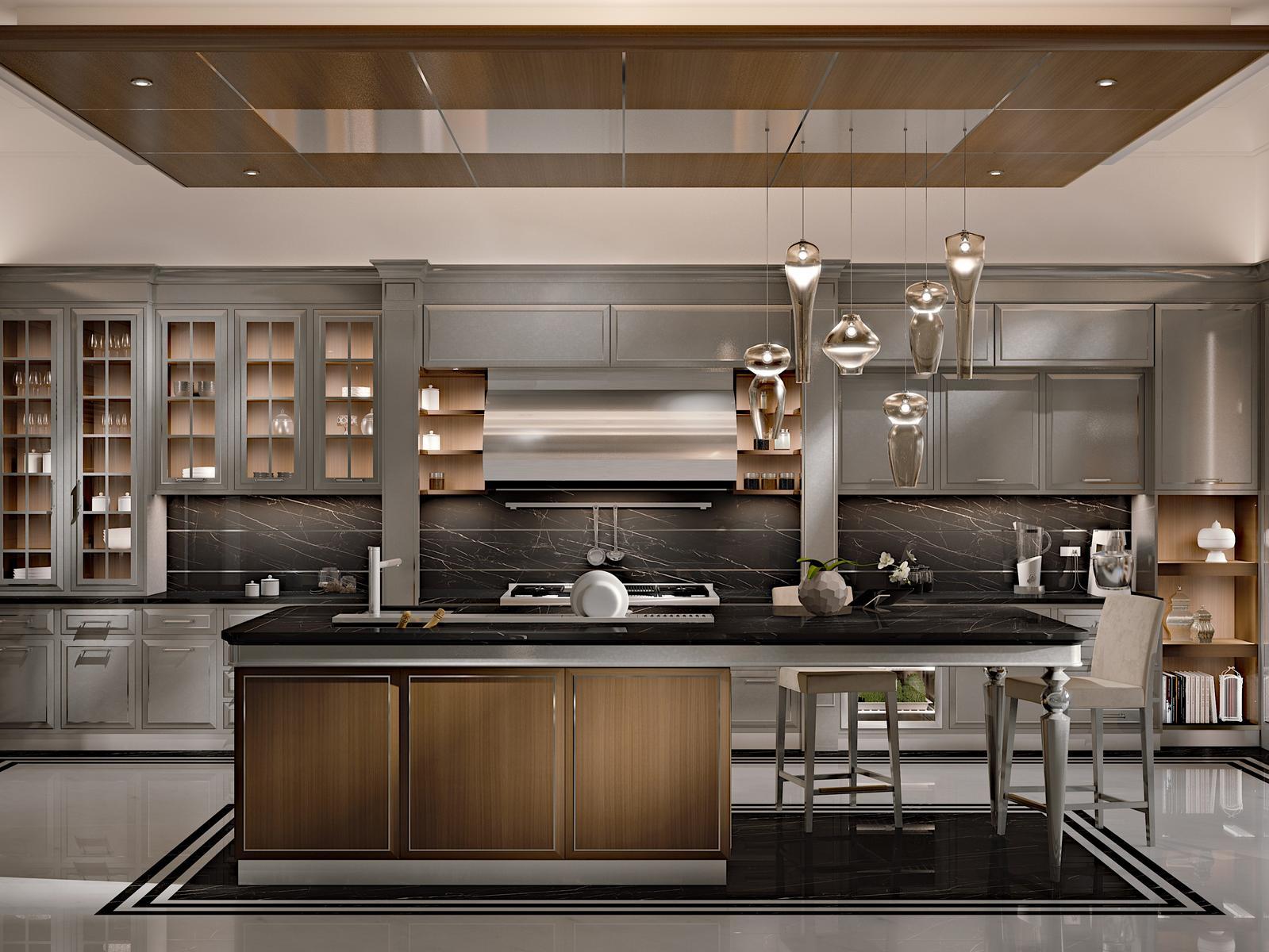 Custom wooden kitchen with island Martini interiors Essenza