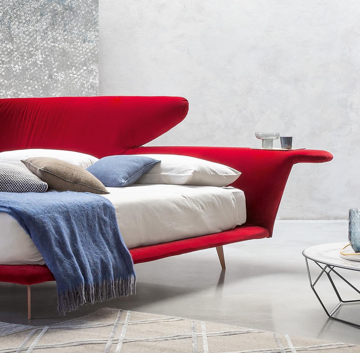 Double bed with upholstered headboard | Lovy Bed by Bonaldo